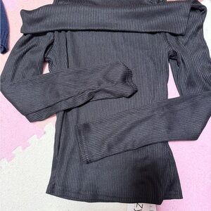 SHEIN Black Off-Shoulder Ribbed Sweater